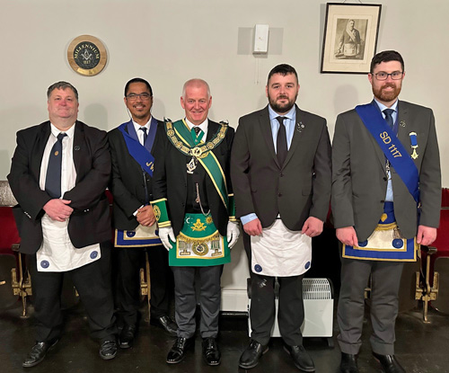 Cameron, RWPGM and Brethren at his 2nd Degree